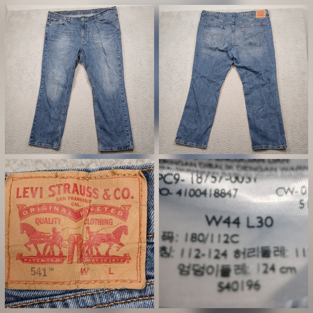 Levi's 541 Jeans Men 44x30 Athletic Fit Blue Denim Mid‎ Wash